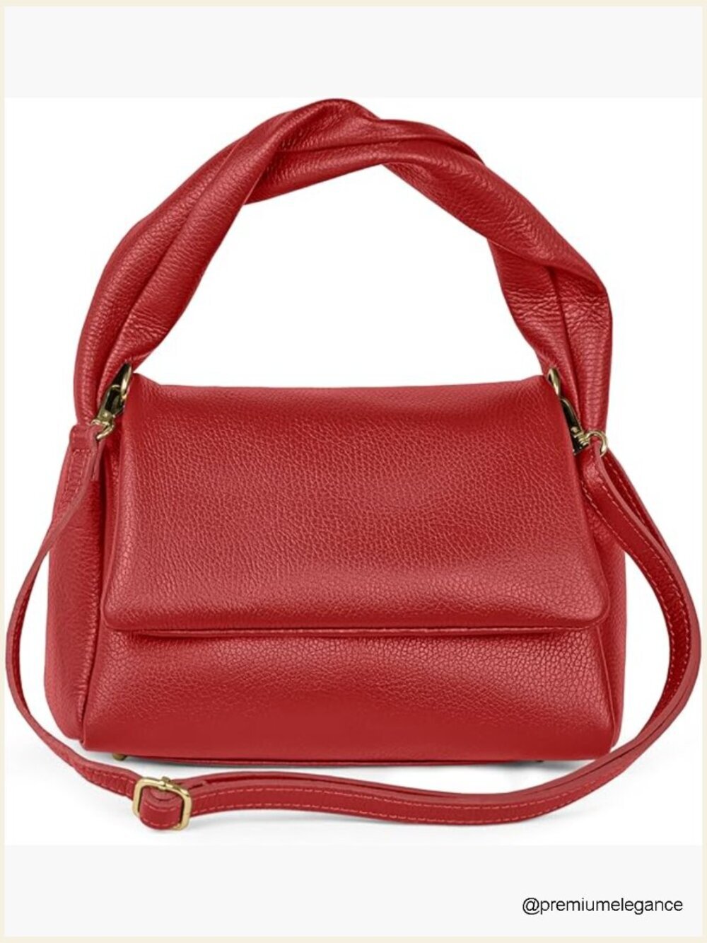 Top Handle Crossbody Bag Italian Calf Leather Gold-Tone